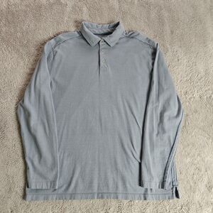 Tommy Bahama Long Sleeve Polo Shirt Men's L Blue Lightweight Cotton Casual Golf